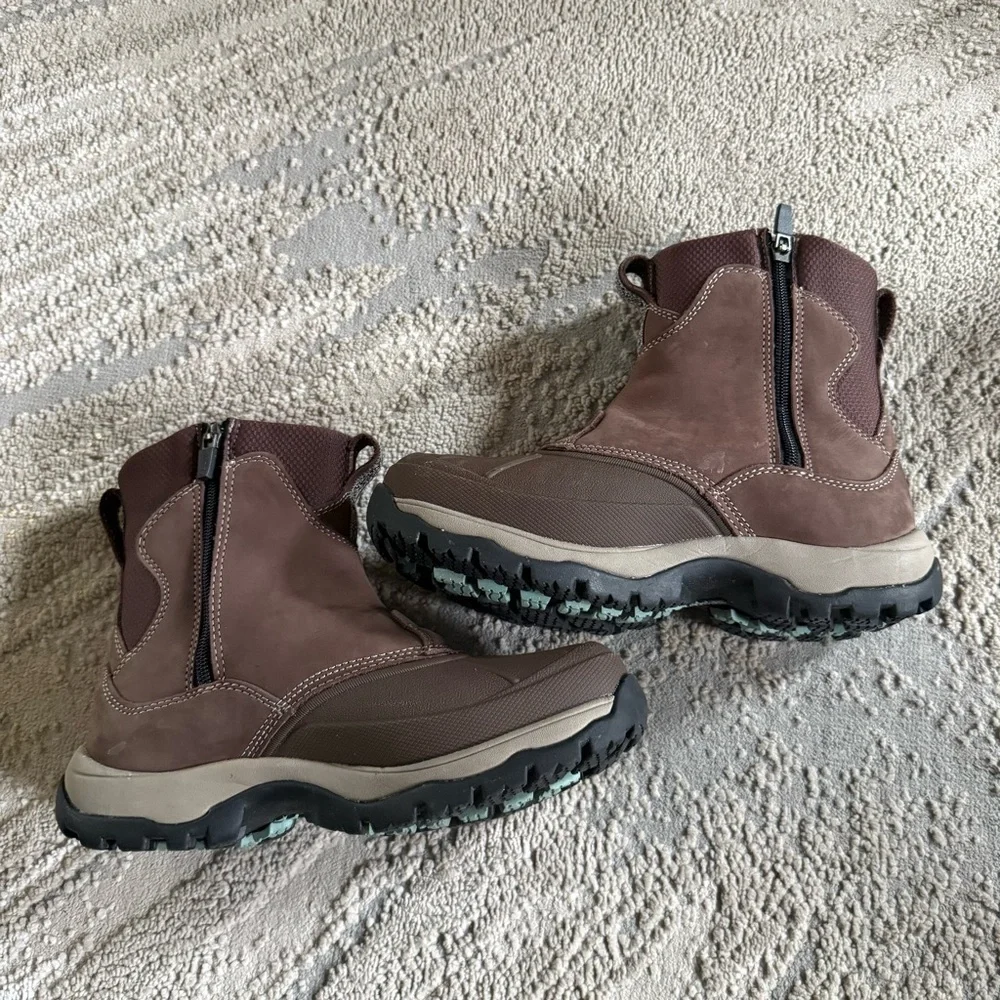 L.L.Bean Storm Chaser winter boots brown leather primaloft side zip waterproof 7